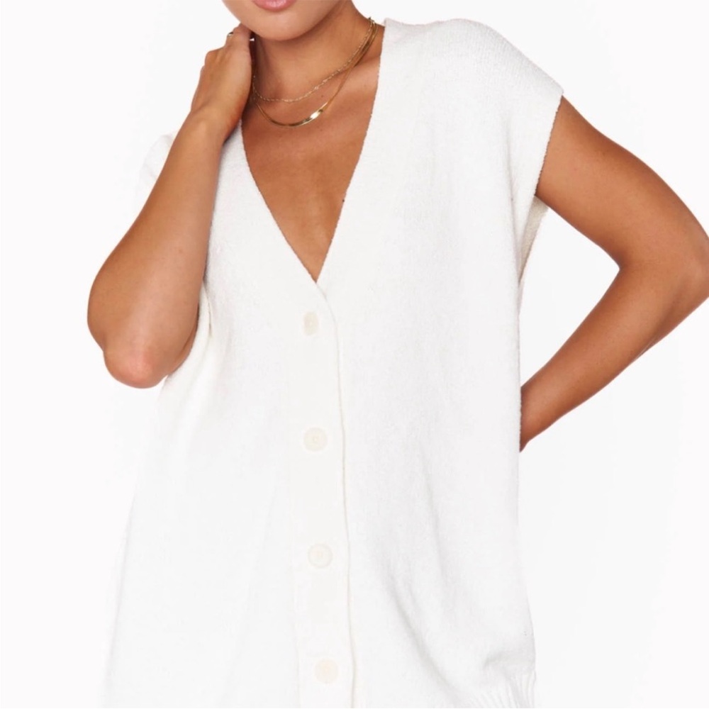 White Sleeveless Button-Up Cardigan show me your mumu small